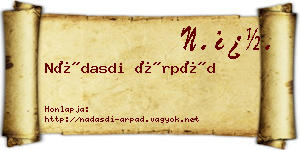 Nádasdi Árpád névjegykártya