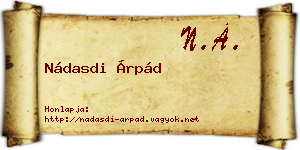 Nádasdi Árpád névjegykártya